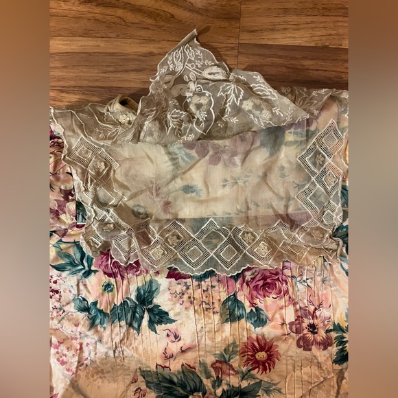 Vintage 70’s Floral Dress Vintage 70s Lace Dress Vintage Drop Waist Dress Cotton - Picture 13 of 15